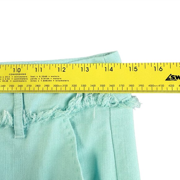 Marella Mint Wide Leg Linen Trousers Y2K Cottagecore Frayed Waist Pants - Picture 5 of 8